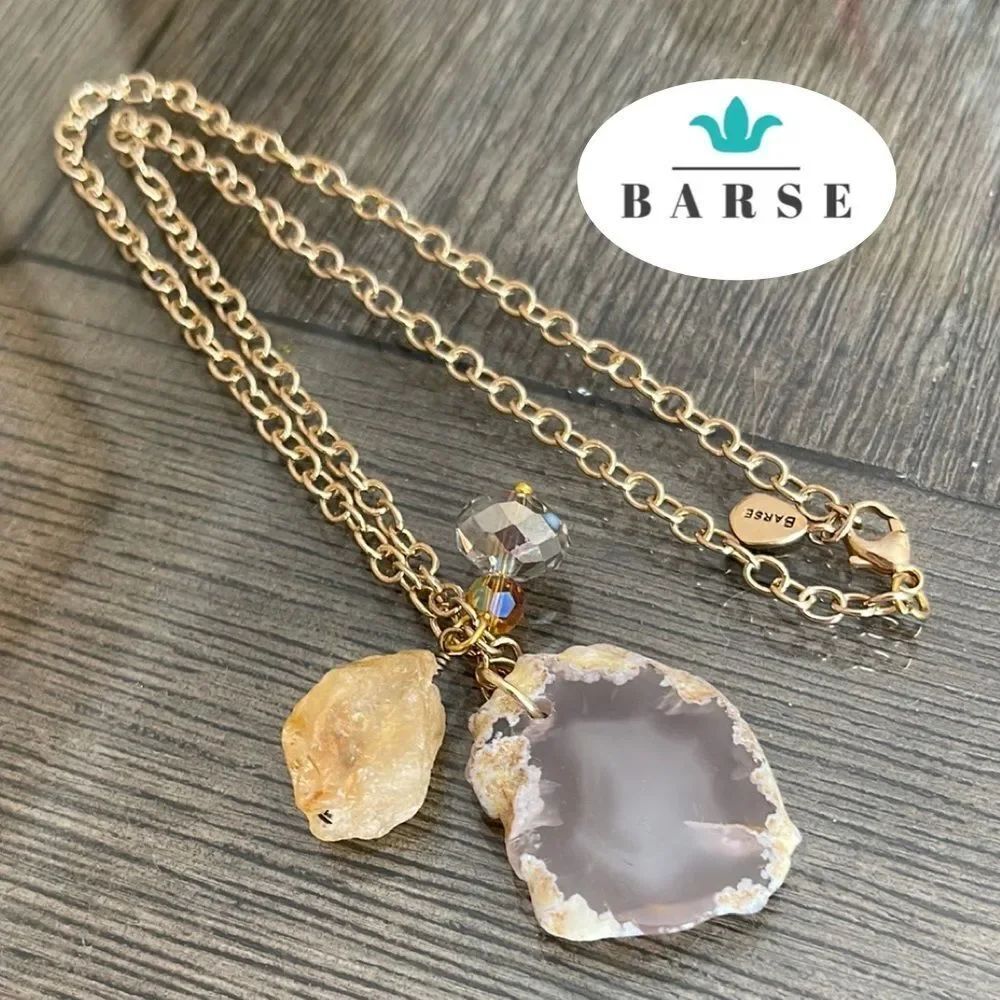 Barse Stone & Crystal Elegant Gold-tone Charm Necklace